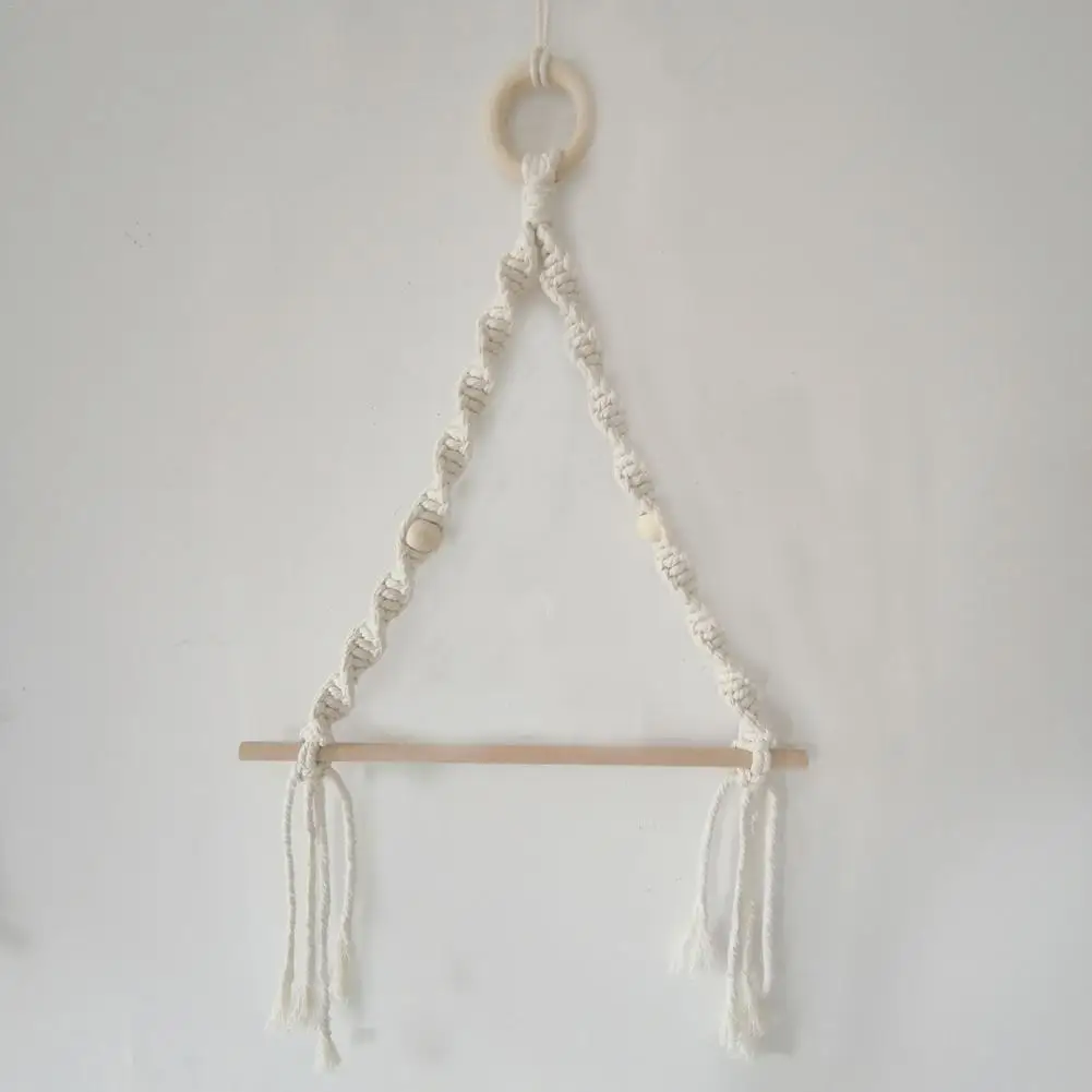 Nordic Wooden Stick Toilet Paper Holder Wall Hanging Hand-woven Tapestry Macrame Kitchen Bathroom Towel Rack Decoration - Image 2