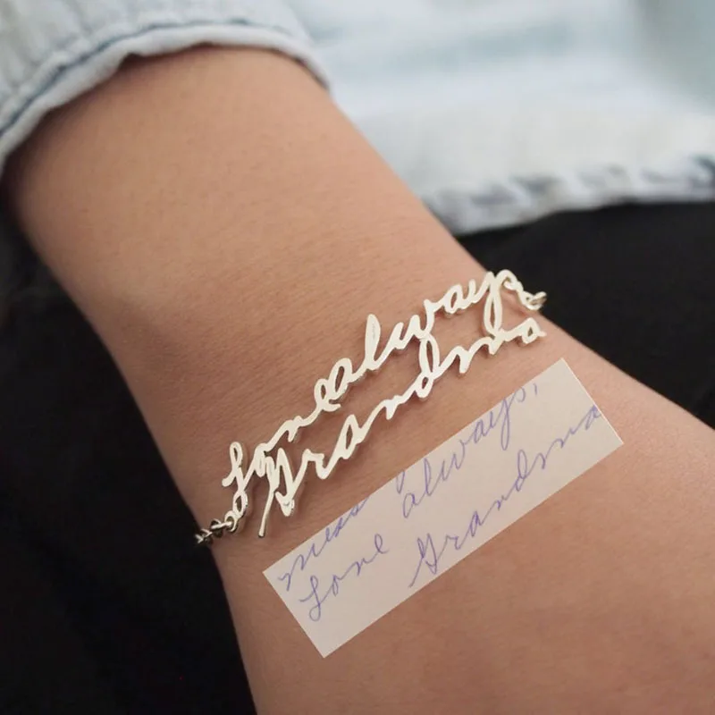 Custom Handwriting Bracelet – Personalized Memorial Signature Jewelry Gift