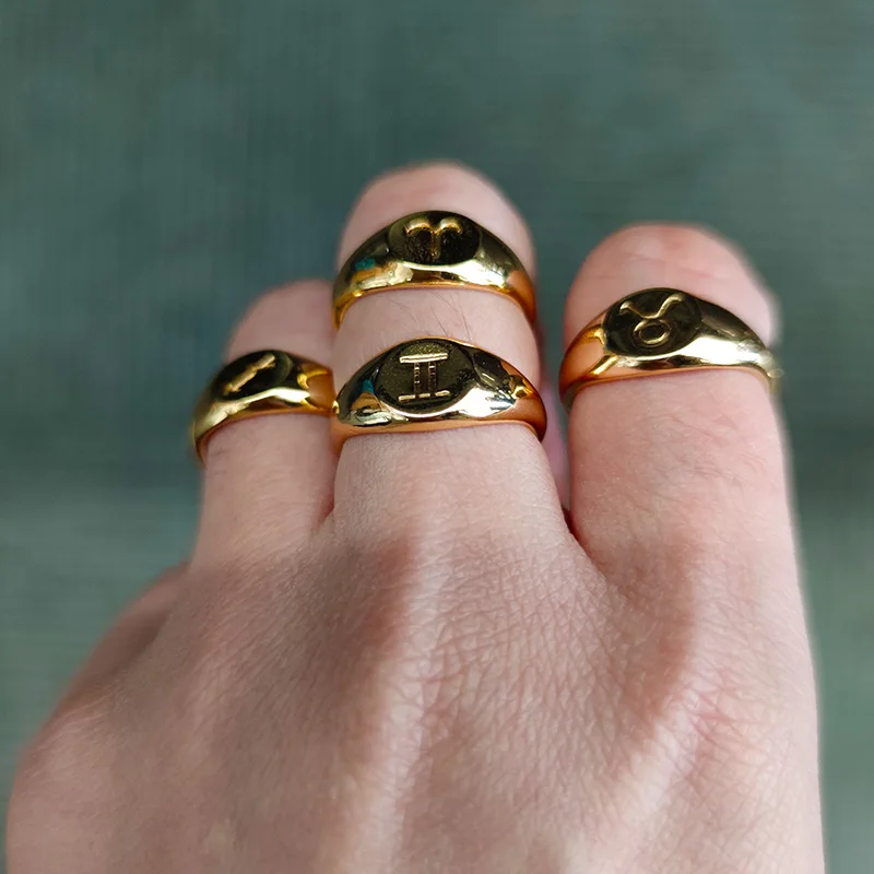 Zodiac Sign Rings for Men and Women – Scorpio, Pisces, Libra, Aquarius Finger Rings – Punk Birthday Jewelry – Anillos 2021 - Image 2