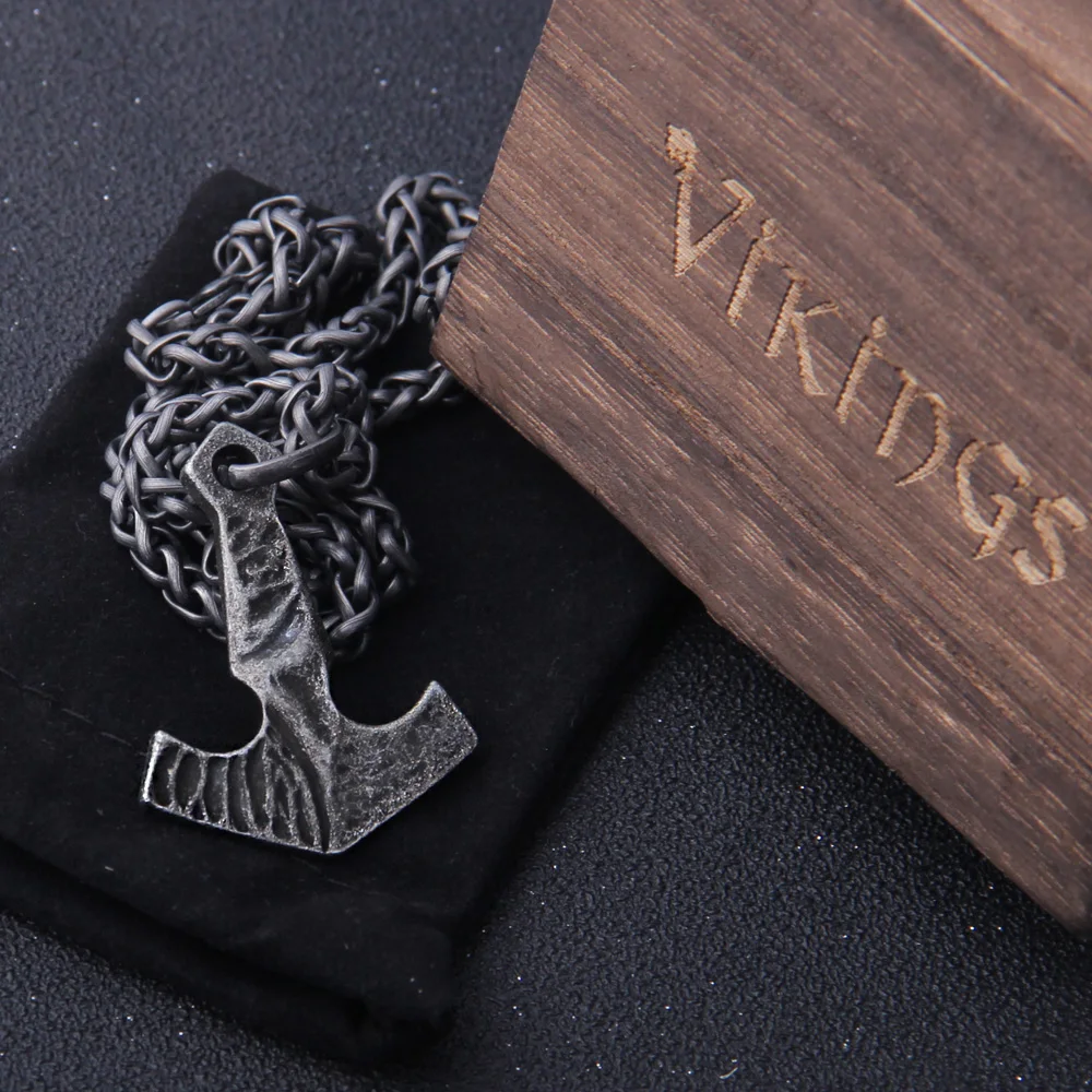 Iron Color Viking Odin Rune Pendant Necklace with Stainless Steel Chain - Image 3
