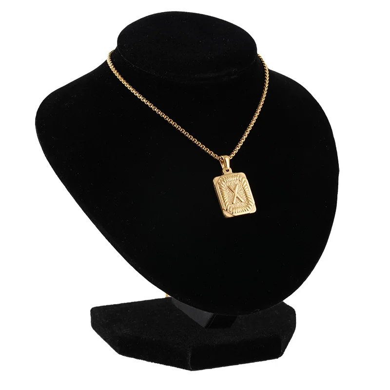 Personalized Gold Initial Letter Necklace – Stainless Steel Box Chain for Couples - Image 3