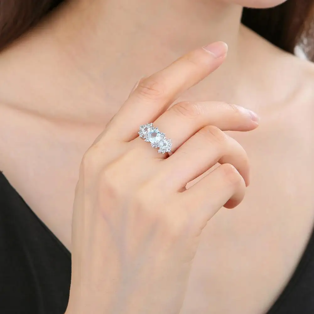 GEM'S BALLET 925 Sterling Silver Vintage Luxury Ring with Natural Sky Blue Topaz - Image 5