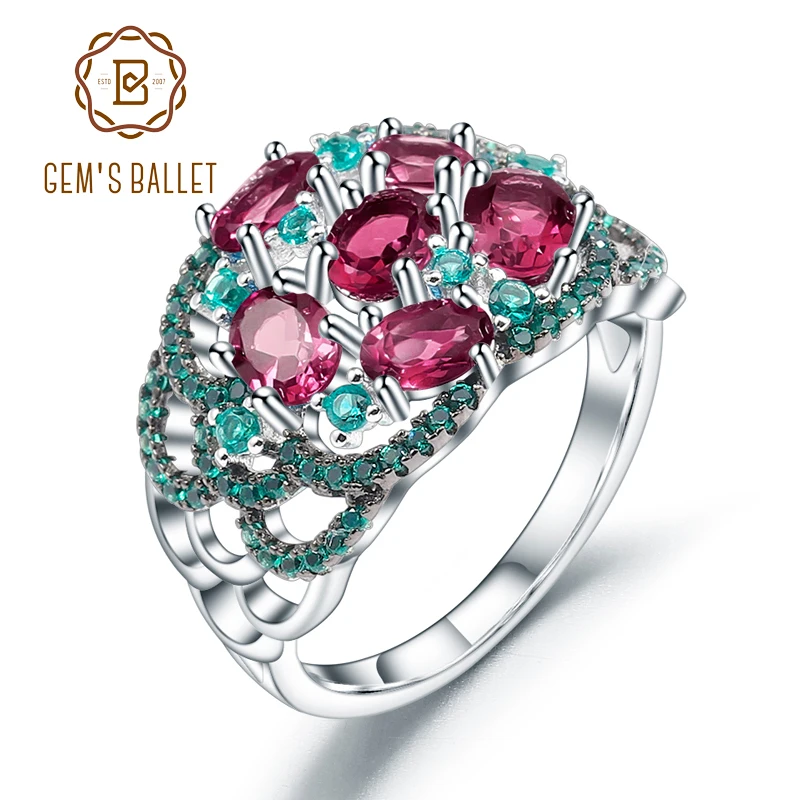GEM'S BALLET 2.30ct Rhodolite Garnet Art Deco Ring – 925 Sterling Silver