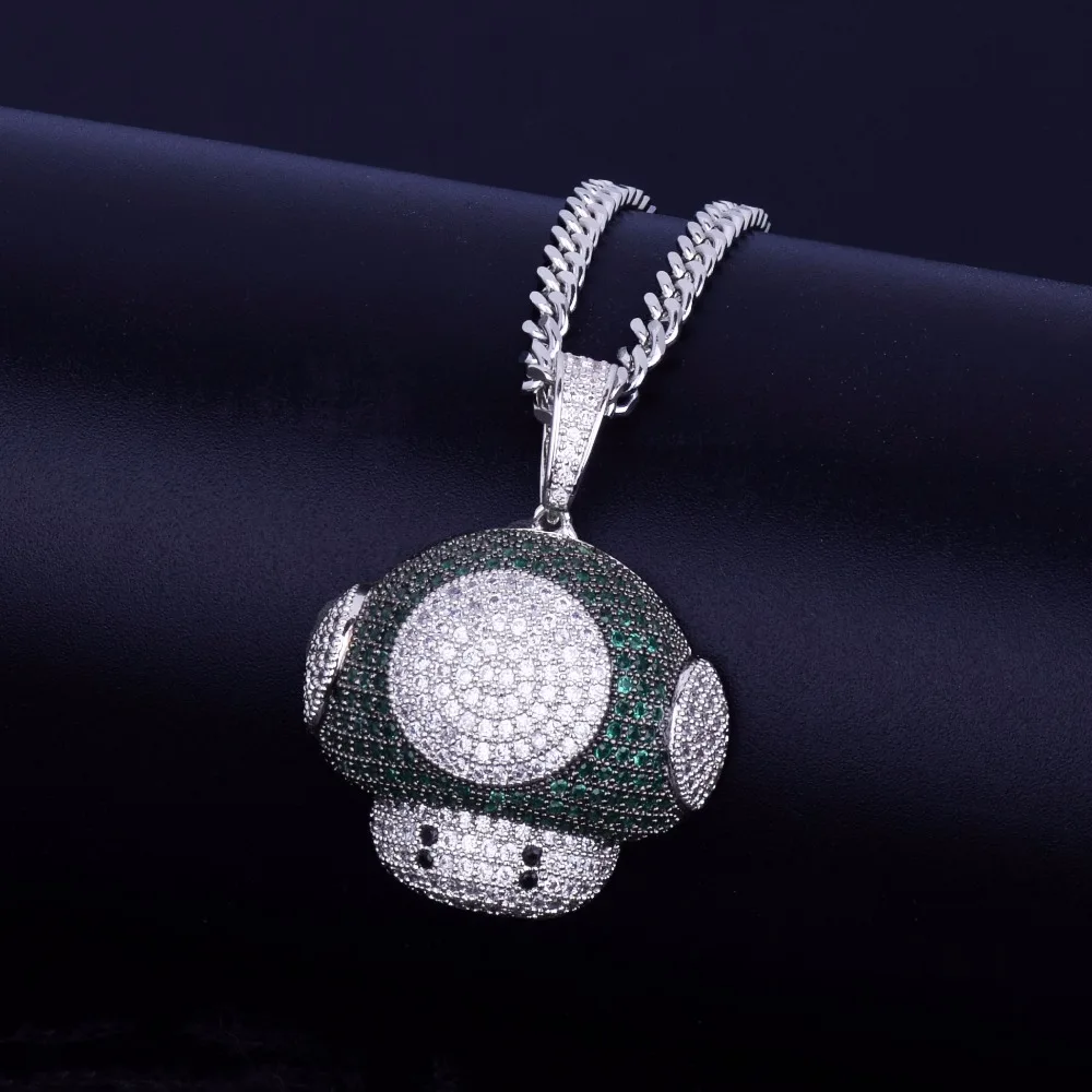 Bubble Letter Mush Head Pendant Necklace – Iced Out Hip Hop Jewelry - Image 3