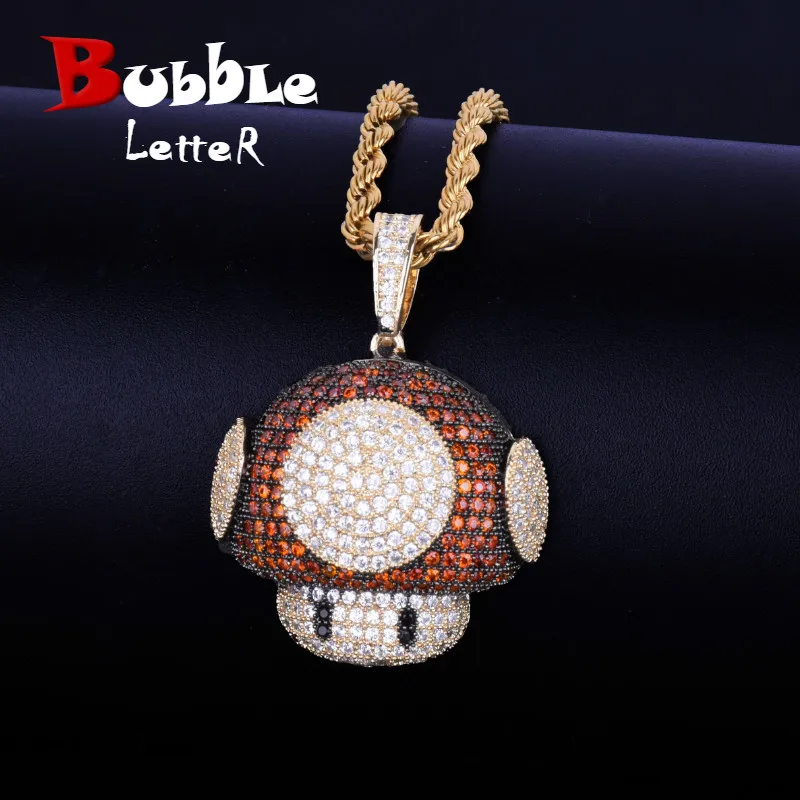 Bubble Letter Mush Head Pendant Necklace – Iced Out Hip Hop Jewelry
