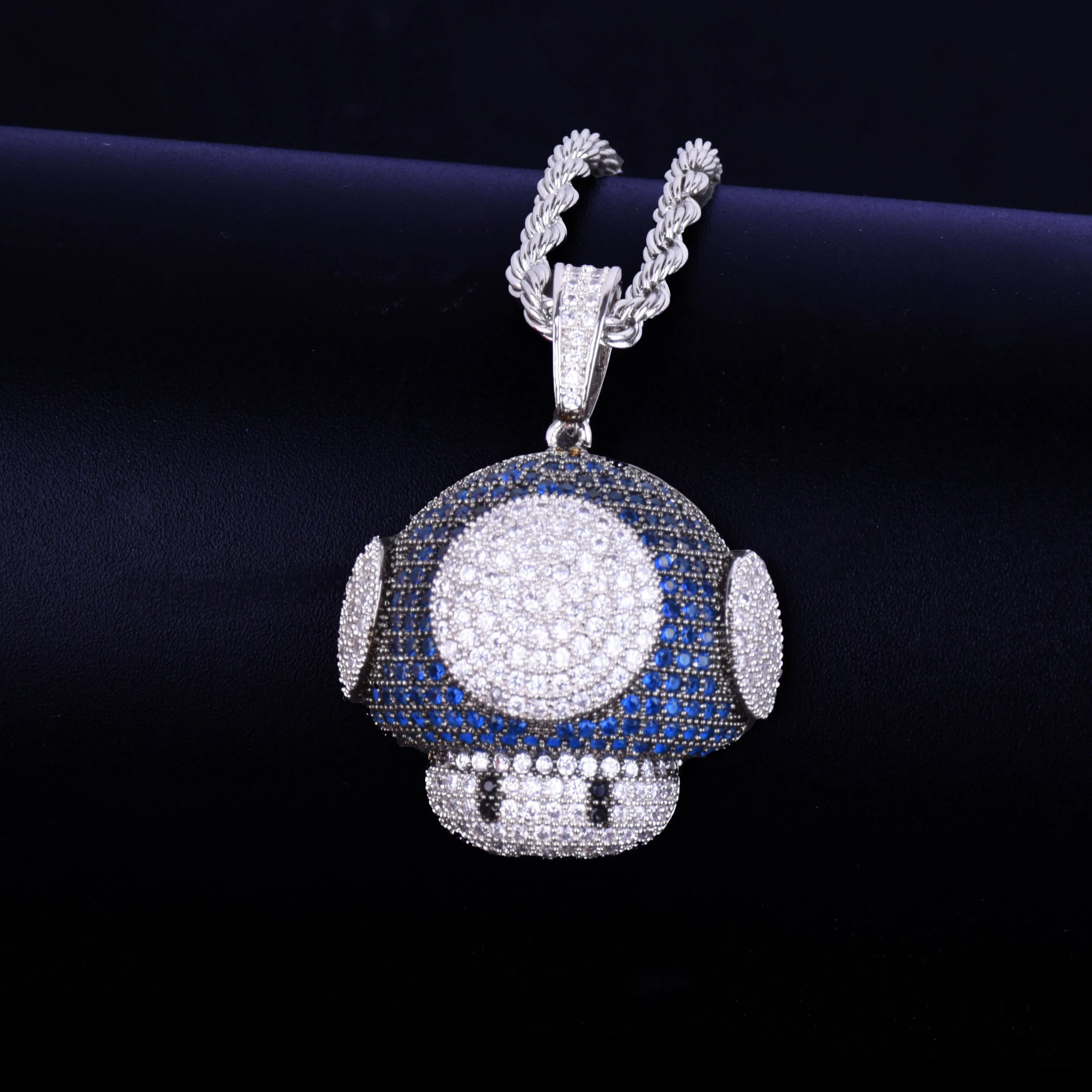 Bubble Letter Mush Head Pendant Necklace – Iced Out Hip Hop Jewelry - Image 6