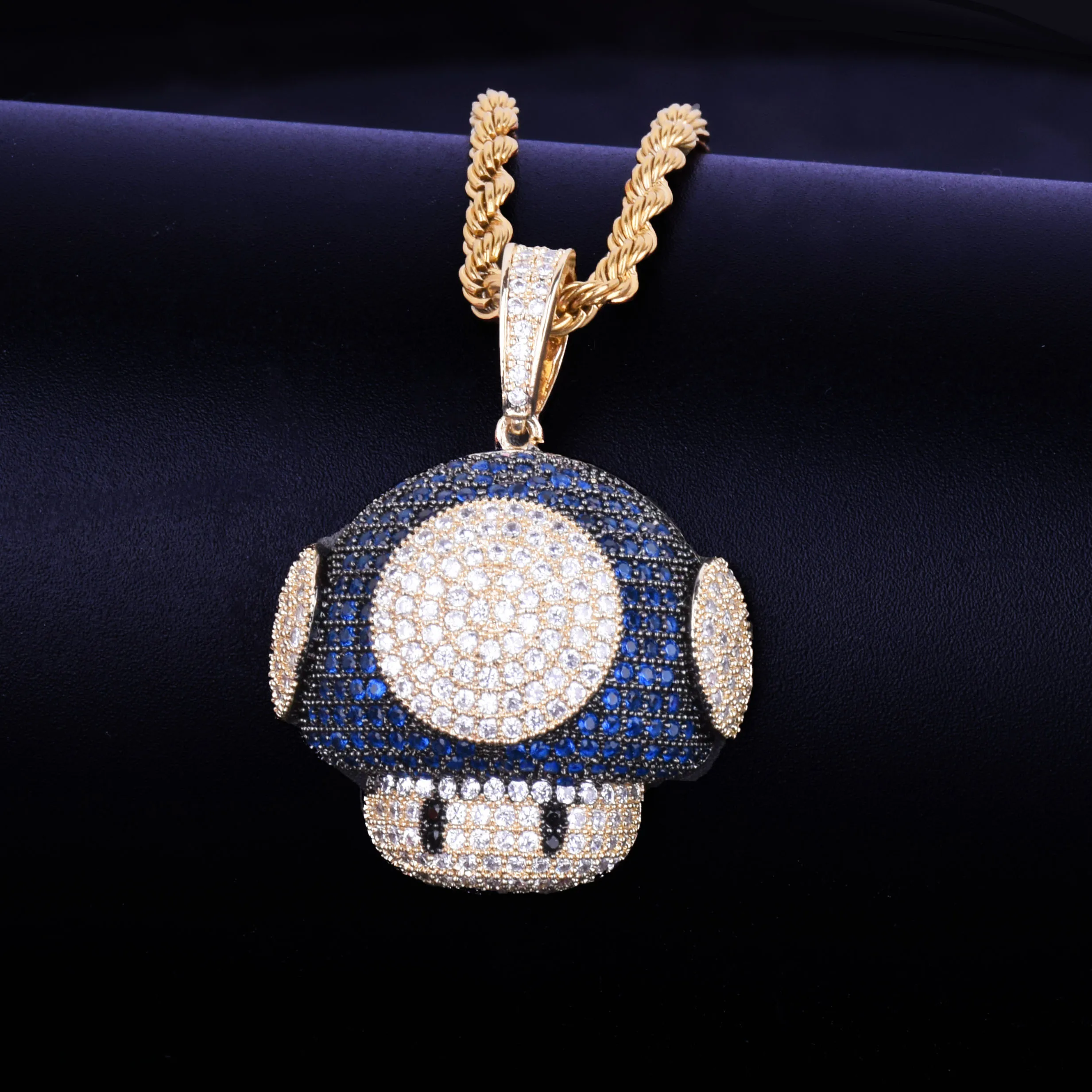 Bubble Letter Mush Head Pendant Necklace – Iced Out Hip Hop Jewelry - Image 5