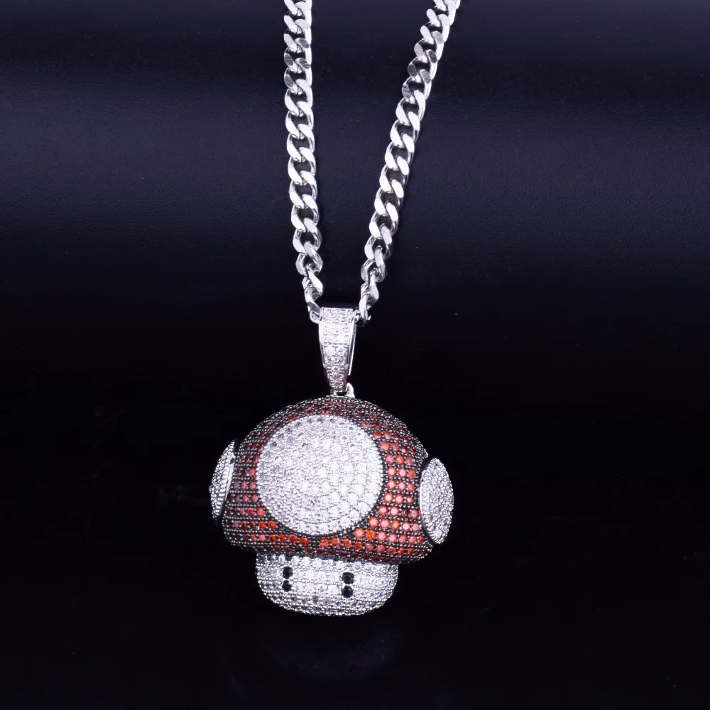 Bubble Letter Mush Head Pendant Necklace – Iced Out Hip Hop Jewelry - Image 4