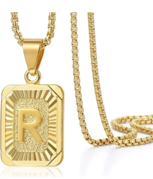 Personalized Gold Initial Letter Necklace – Stainless Steel Box Chain for Couples