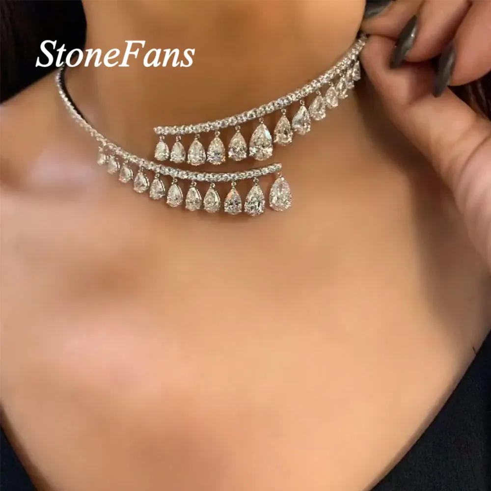 Stonefans 2021 Irregular Crystal Water Drop Statement Necklace Women Choker Jewelry