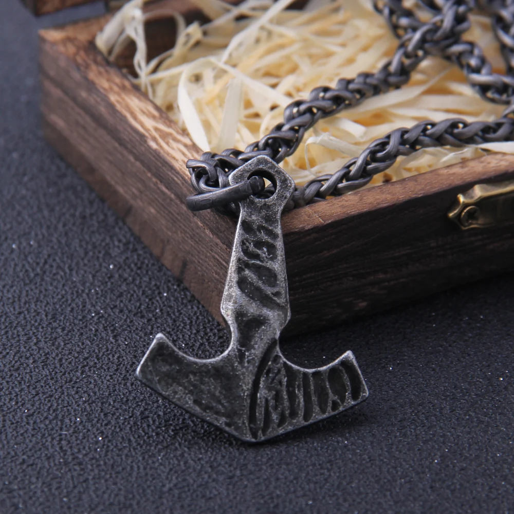 Iron Color Viking Odin Rune Pendant Necklace with Stainless Steel Chain - Image 4