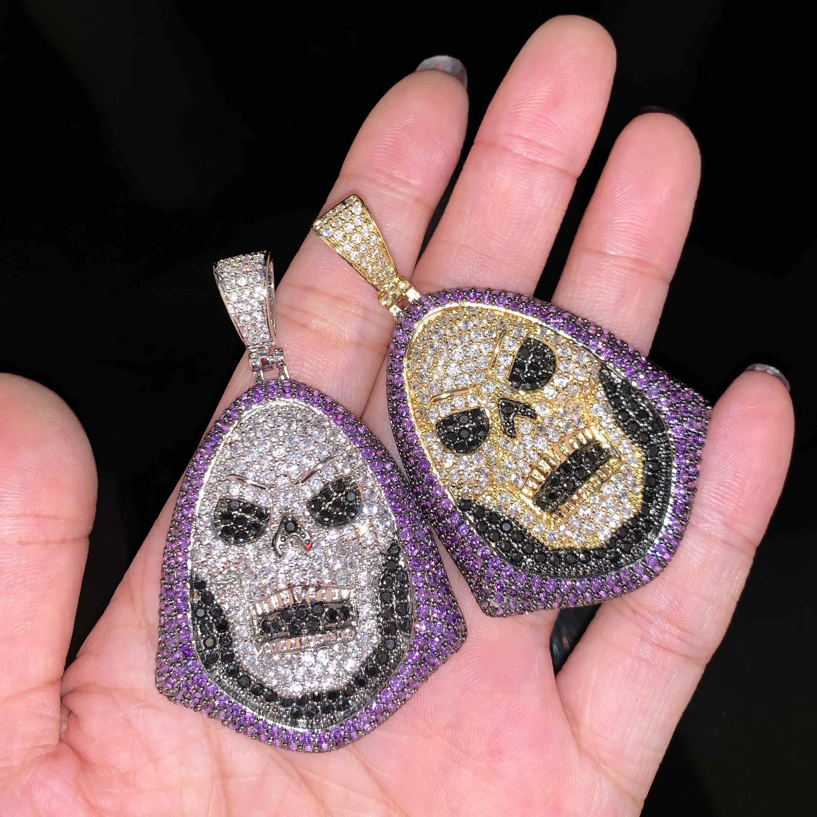 Skull Pendant Necklace Gold-Plated with AAA Cubic Zirconia – Hip Hop Rock Jewelry - Image 3
