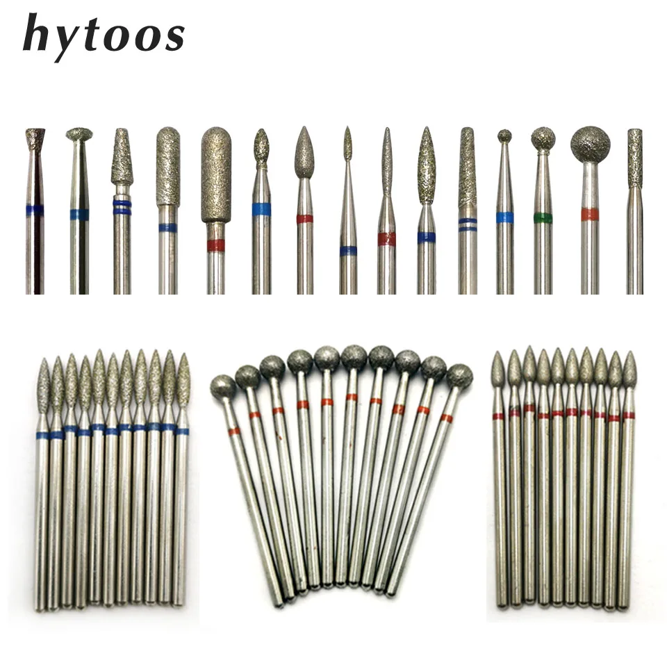 Diamond Nail Drill Bits 10‑Piece Set – 3/32″ Cuticle Burr for Manicure & Pedicure