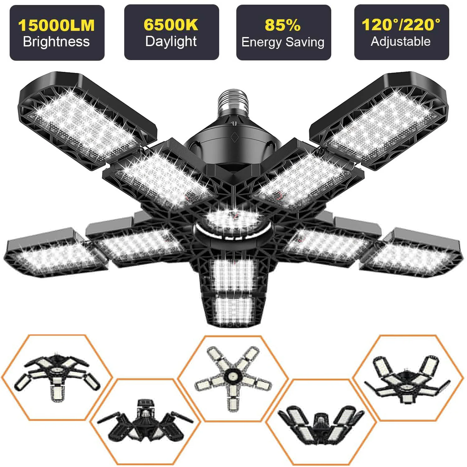 150W LED Garage Light – 7/10+1 Adjustable Panel Ceiling Lamp for Workshop - Image 7