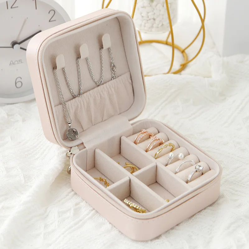 Portable Mini Jewelry Storage Box Travel Home Earrings Necklace Ring Display Case - Image 3