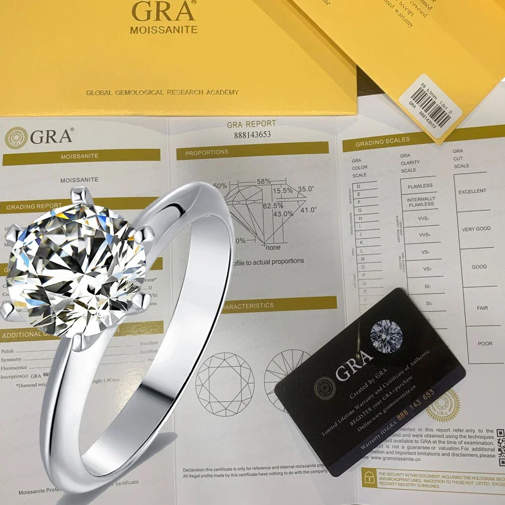 Luxury 925 Sterling Silver 1-3 Ct Real Moissanite Rings Wholesale - Image 5
