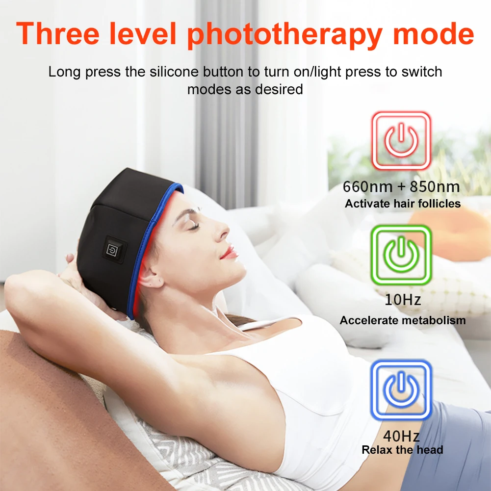 Red Light Hair Growth Cap – Rechargeable Therapy Beanie for Scalp Regrowth - Image 3