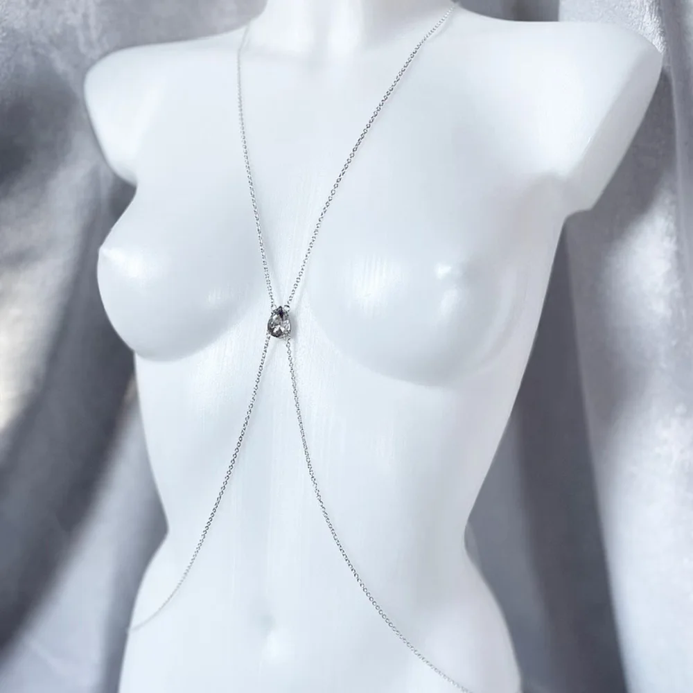 Stonefans Simple Water Drop Bra Chain Harness Body Jewelry for Women 