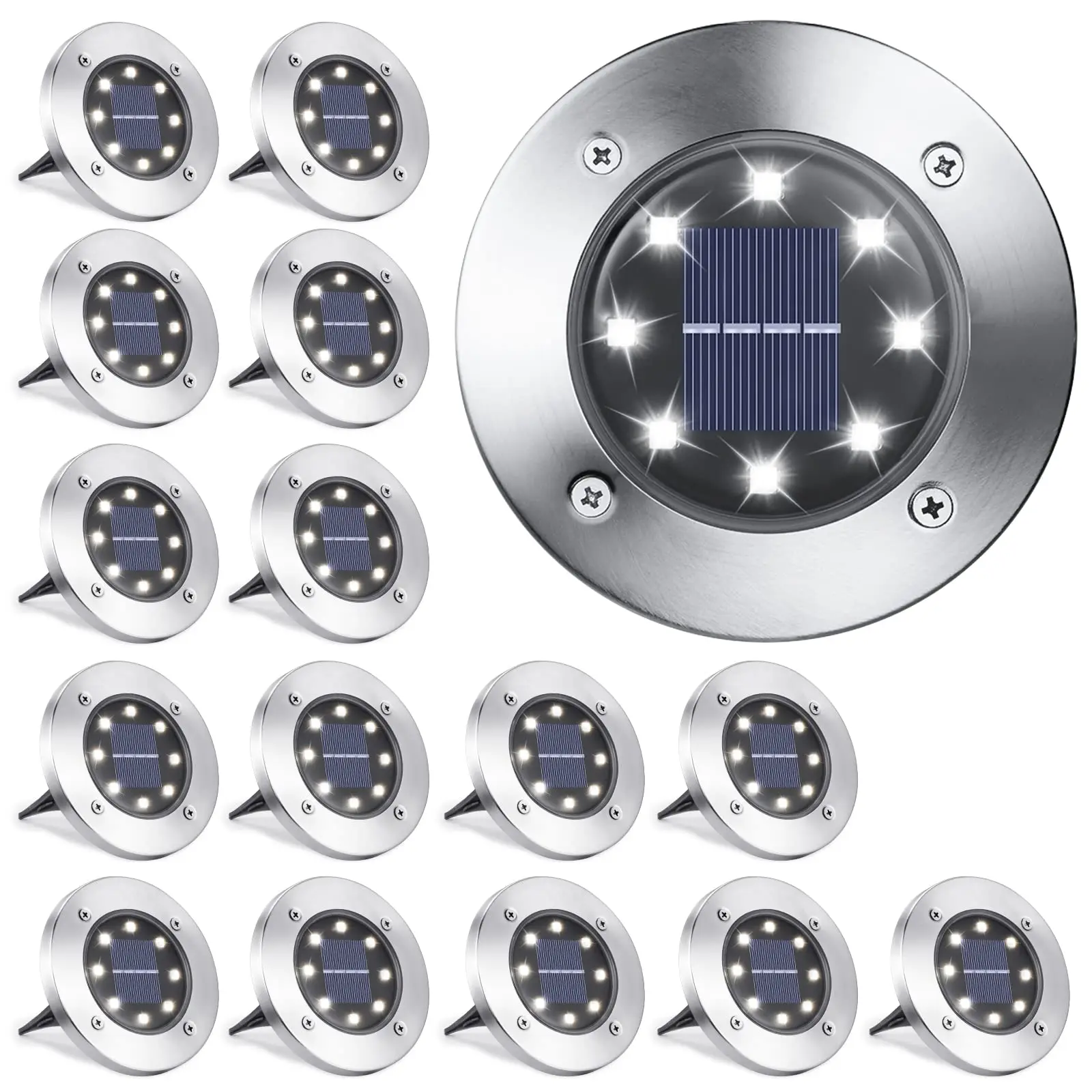 2–16 Pack Solar Ground Lights – 8 LED Waterproof Pathway Lighting for Garden - Image 10