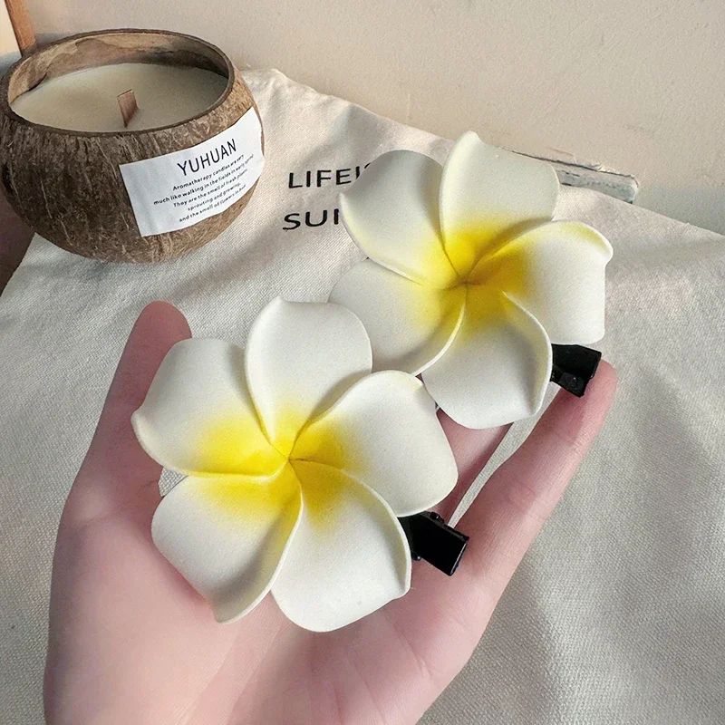 Plumeria Flower Hair Clips Women Girls Side Bangs Barrette Hawaiian Wedding Party Hairpins - Image 4