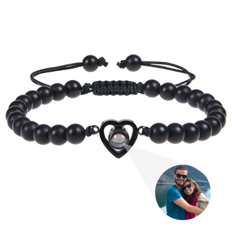 2023 New "I Love You" 100 Languages Bracelets Personalized Photo Projection Bracelet Custom Photo Natural Stone Couple Bracelet - Image 18