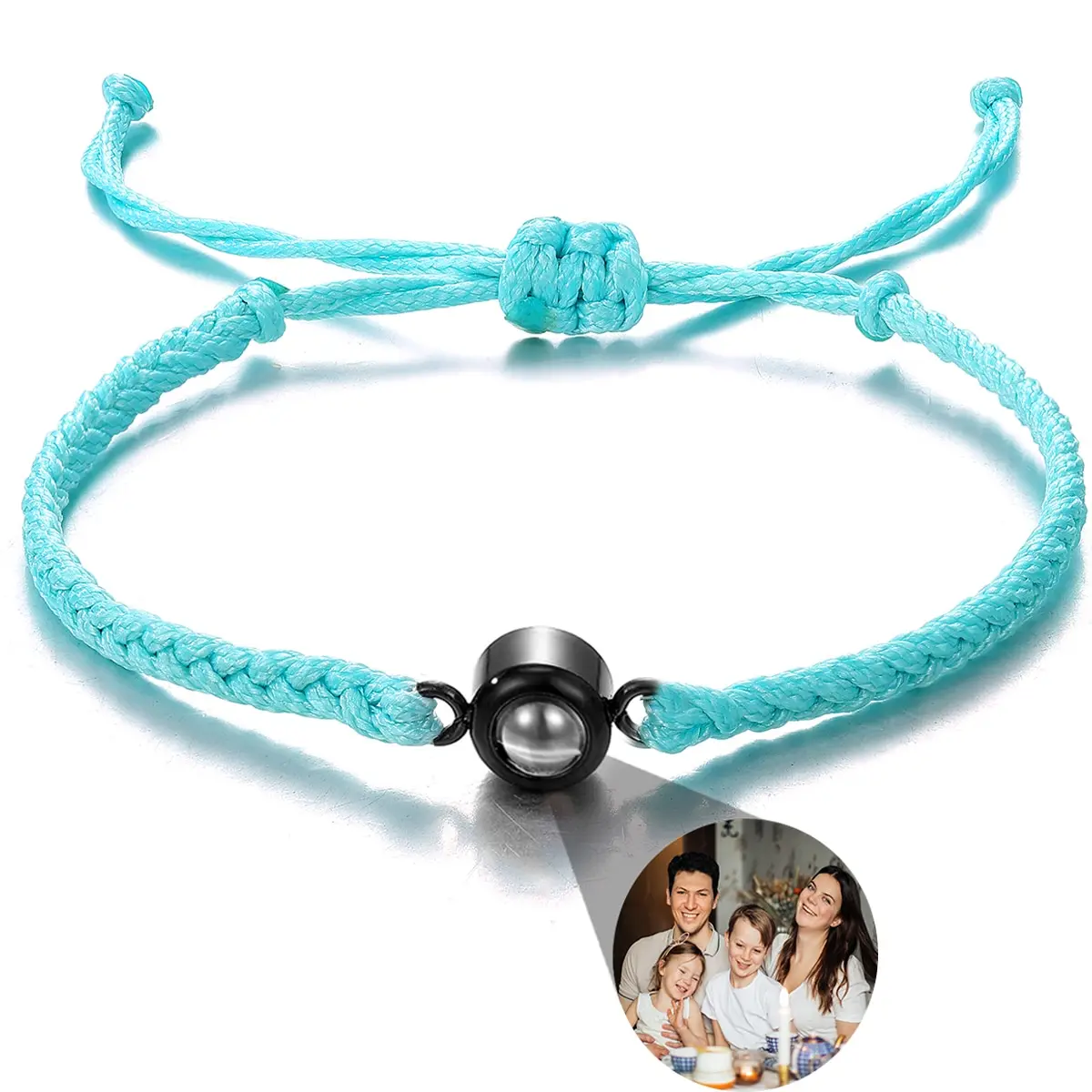 Personalized Photo Projection Bracelet – Adjustable Braided Rope Memorial Jewelry - Image 4