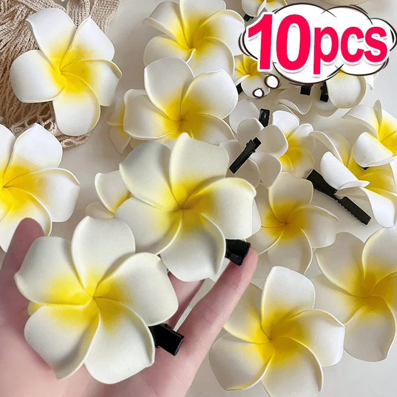 Plumeria Flower Hair Clips Women Girls Side Bangs Barrette Hawaiian Wedding Party Hairpins
