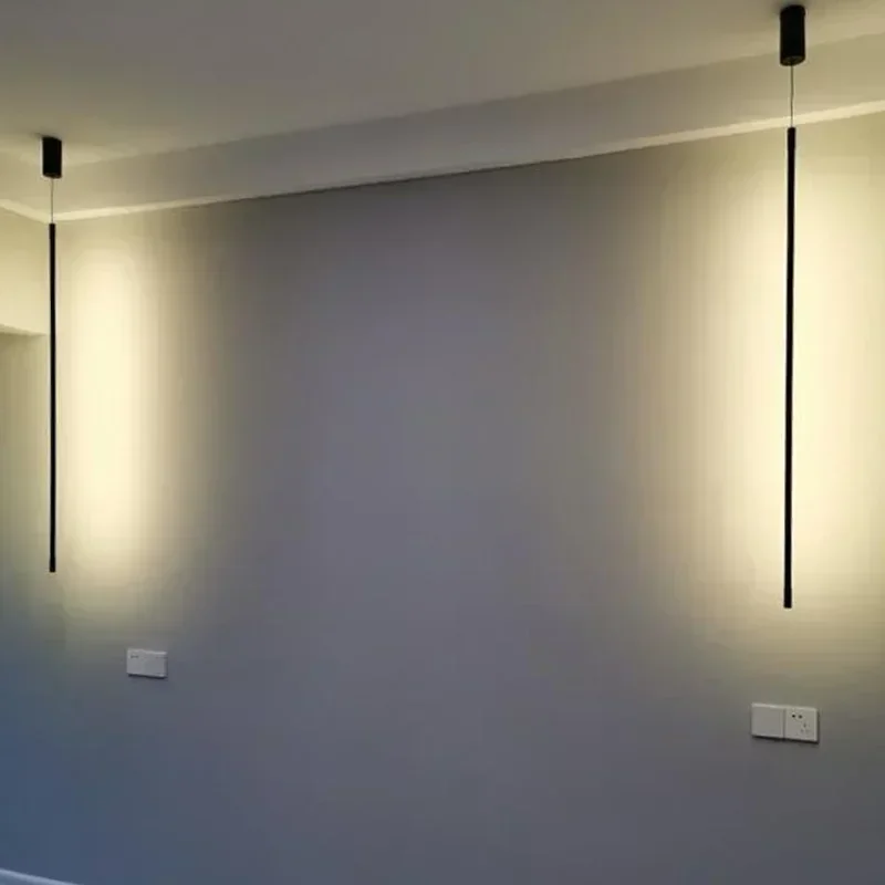 Modern LED Pendant Light – Long Black Hanging Lamp for Dining Room & Bedroom - Image 2