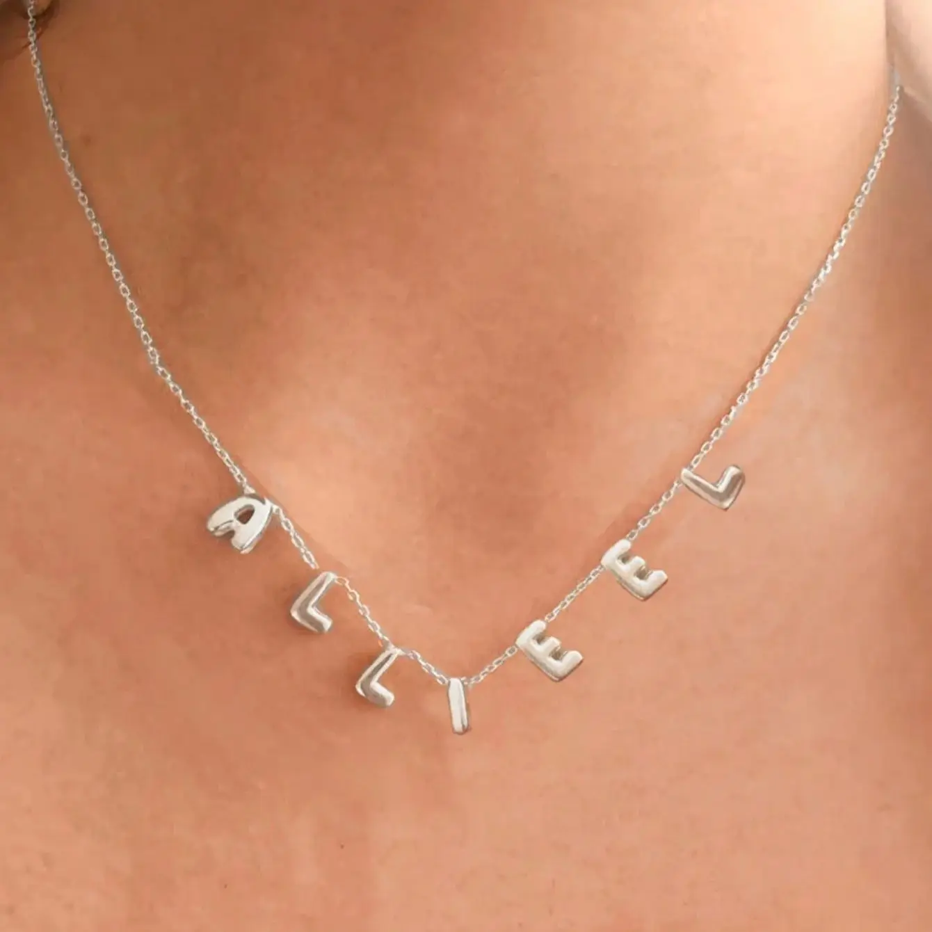 Personalized Bubble Letter 3D Stainless Steel Necklace Custom Jewelry Gift - Image 4