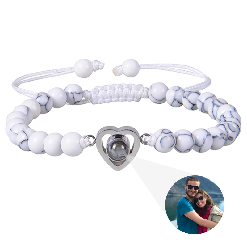 2023 New "I Love You" 100 Languages Bracelets Personalized Photo Projection Bracelet Custom Photo Natural Stone Couple Bracelet - Image 20