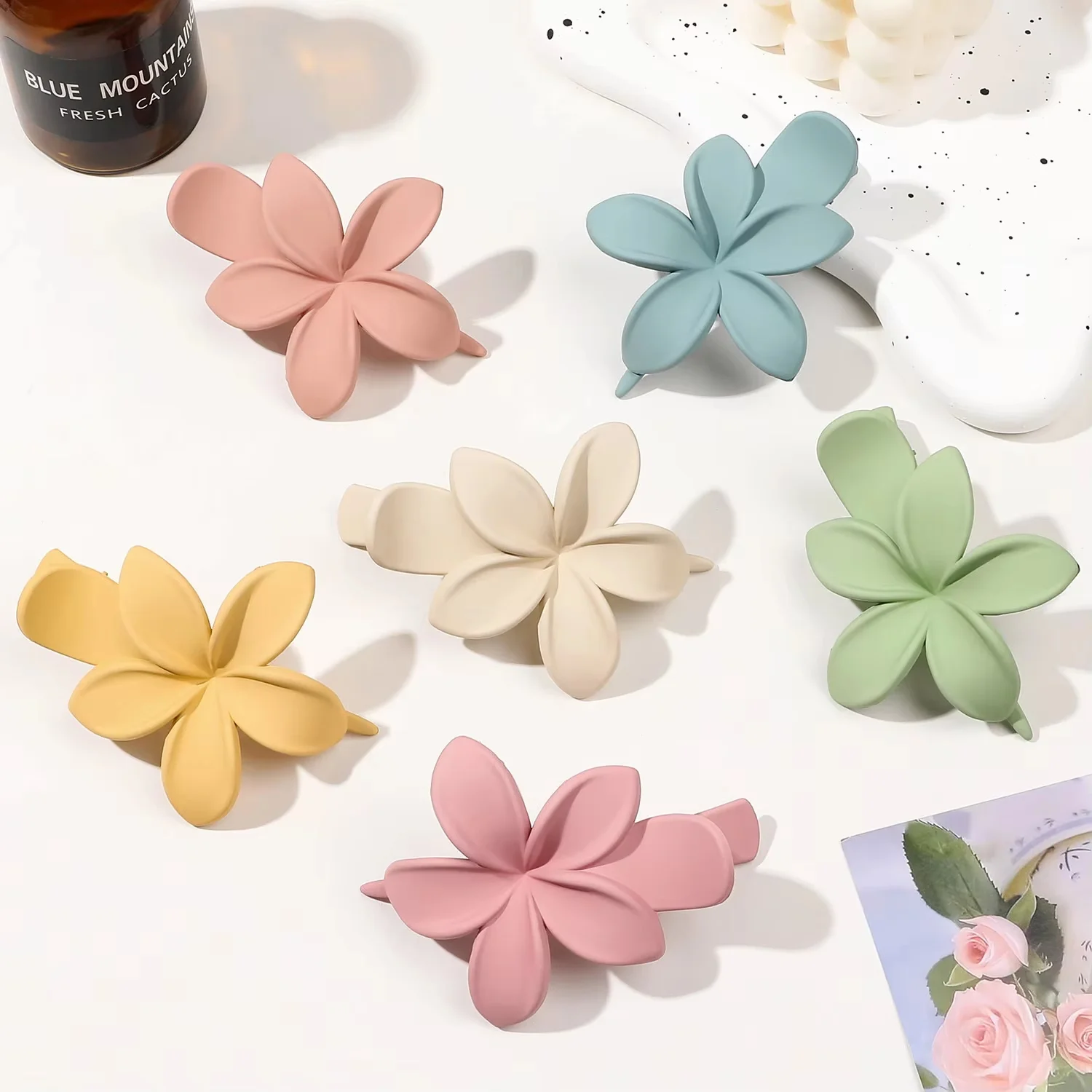 Fashion Frosted Plastic Flower Hair Clips Girls Hair Claw Duckbill No-Slip Barrettes Hairpins Accessories - Image 2