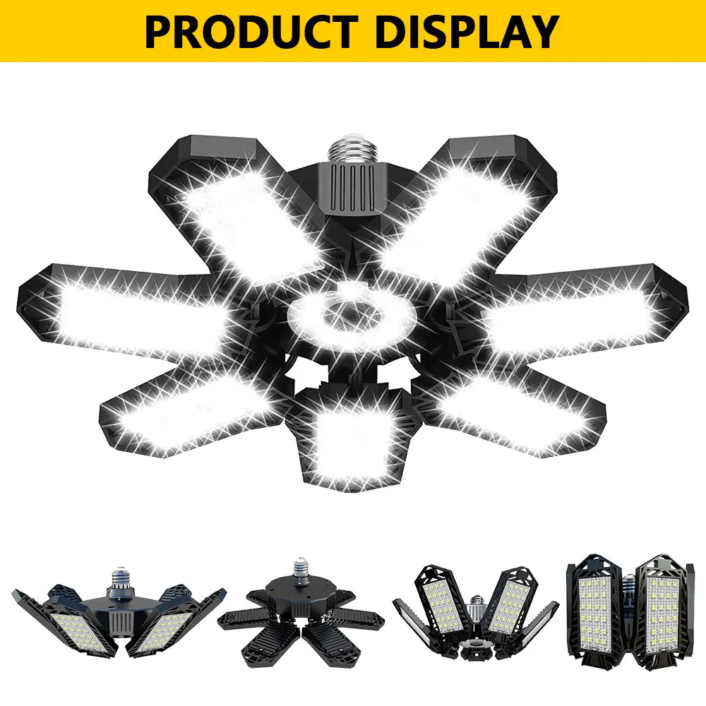 Deformable LED Garage Light – 7-Panel Adjustable Ceiling Lamp for Workshop - Image 8