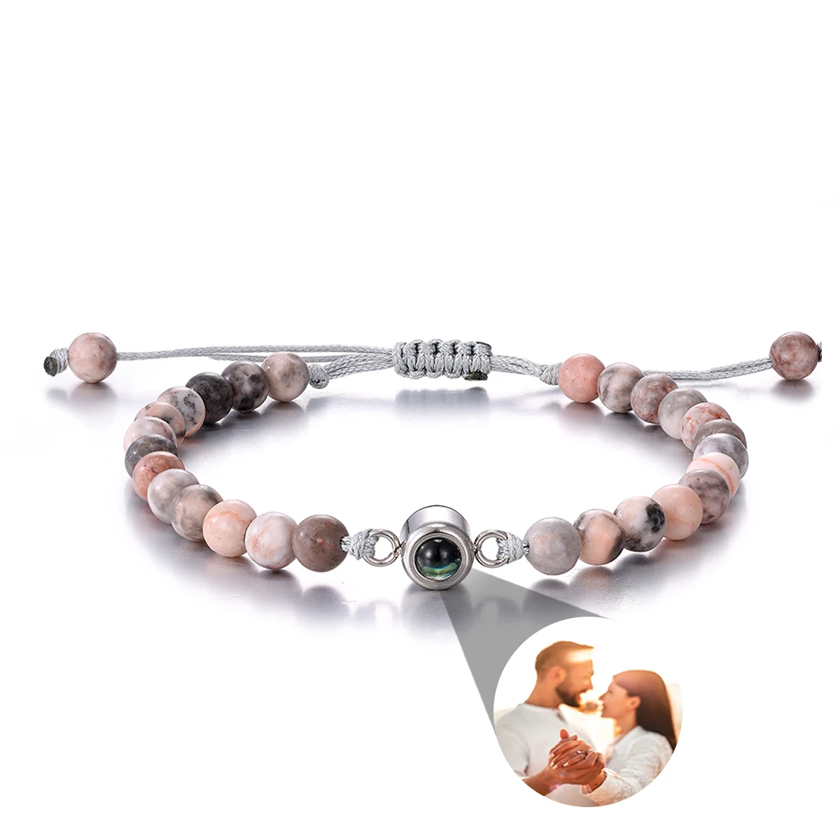 2023 New "I Love You" 100 Languages Bracelets Personalized Photo Projection Bracelet Custom Photo Natural Stone Couple Bracelet - Image 11