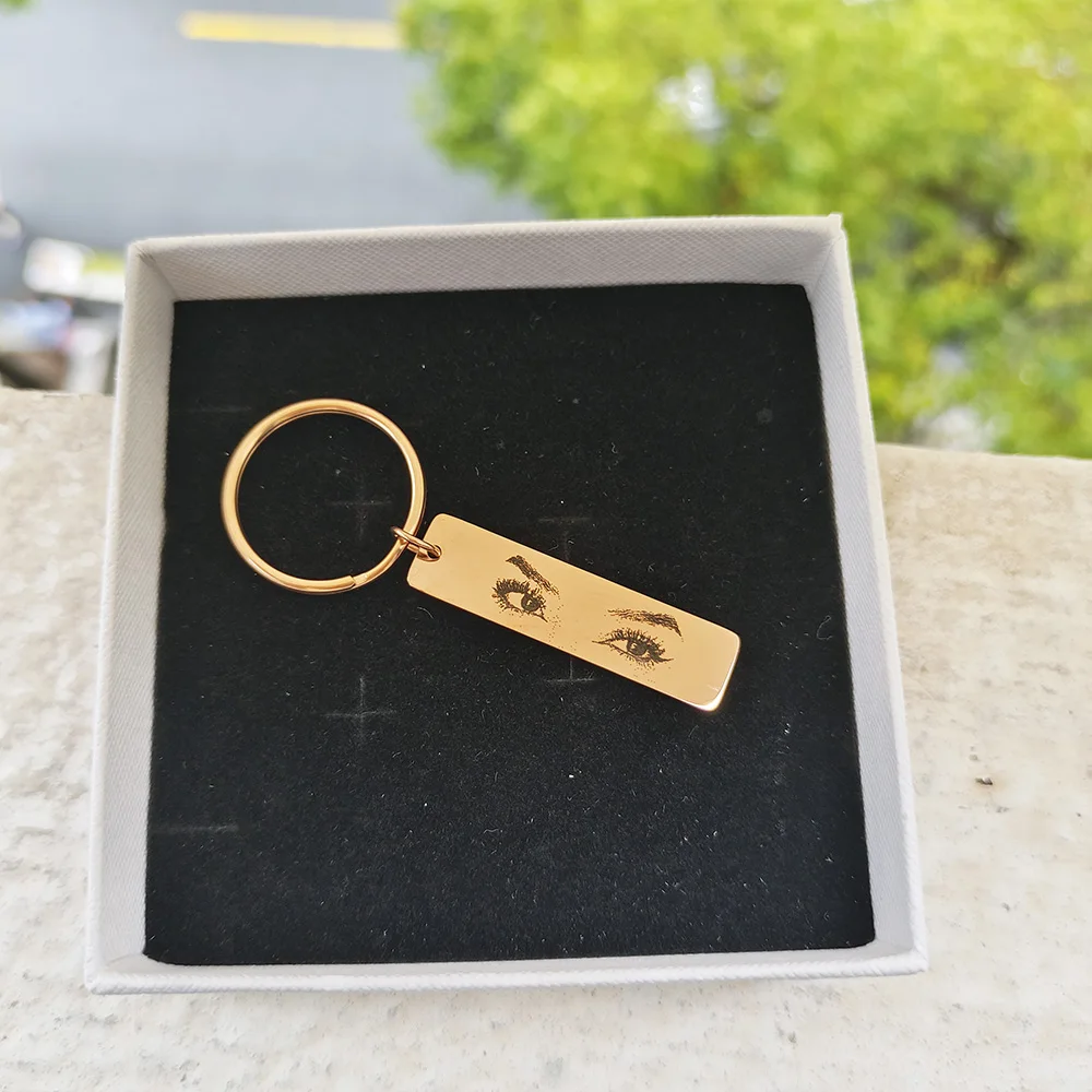 Gold Butterfly Customized Eyes Photo Keychain Laser Engraved Stainless Steel Jewelry Gift for Lover - Image 8