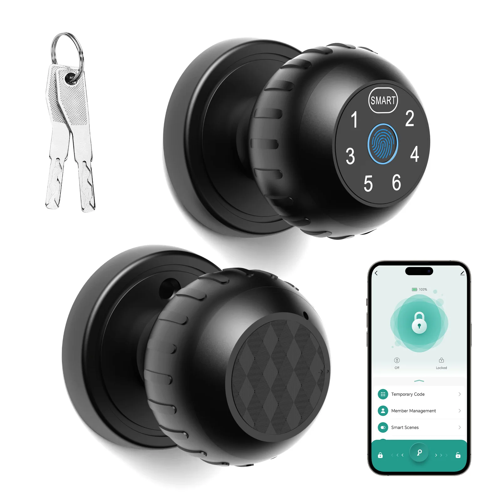 App-Controlled Fingerprint & Touchscreen Keypad Smart Door Lock — Keyless Entry