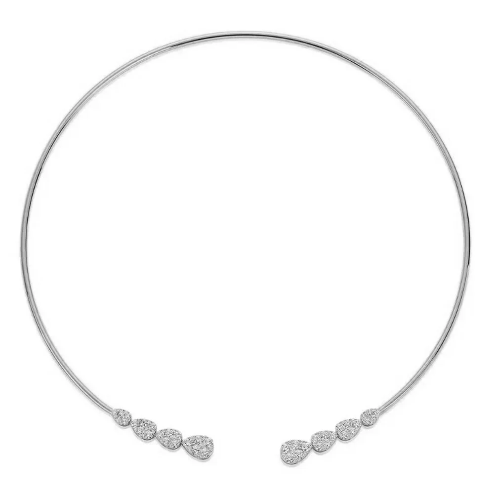 Stonefans Teardrop Rhinestone Open Cuff Collar Choker Necklace Women Fashion Jewelry - Image 4