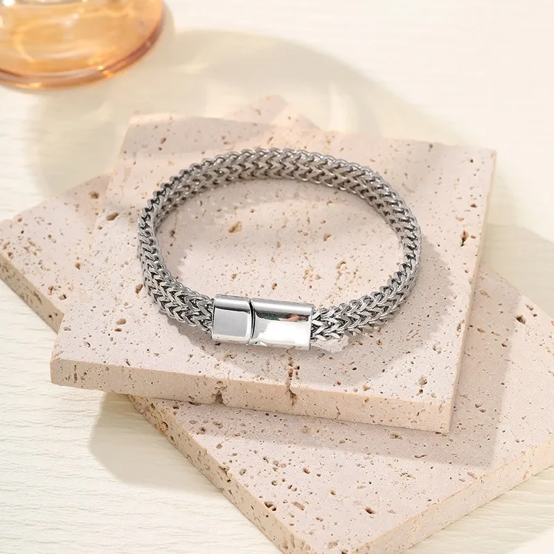 Men’s Hip-Hop Double-Layer Braided Stainless Steel Bracelet – Personalized Gift - Image 2