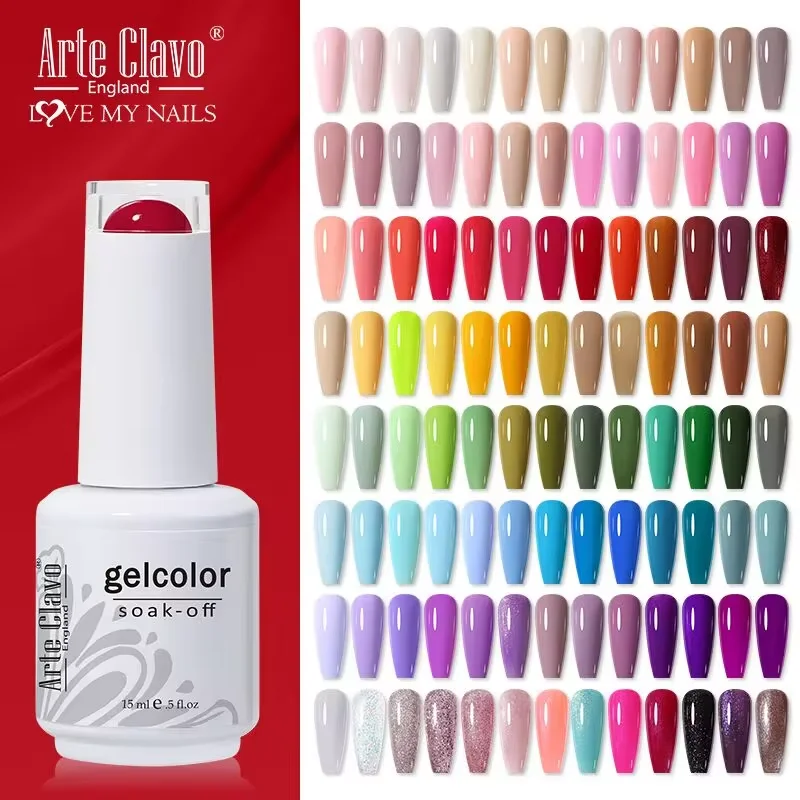 Arte Clavo 15ml Gel Nail Polish – 72 Color Soak-Off UV LED Varnish for Nail Art