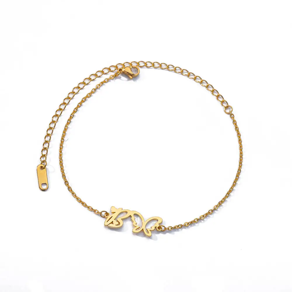 Initial Letter Butterfly Stainless Steel Anklet A-Z Summer Beach Jewelry Gift - Image 19