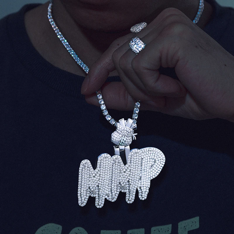 Custom Moissanite Letter Pendant Necklace – Hip Hop Jewelry - Image 5