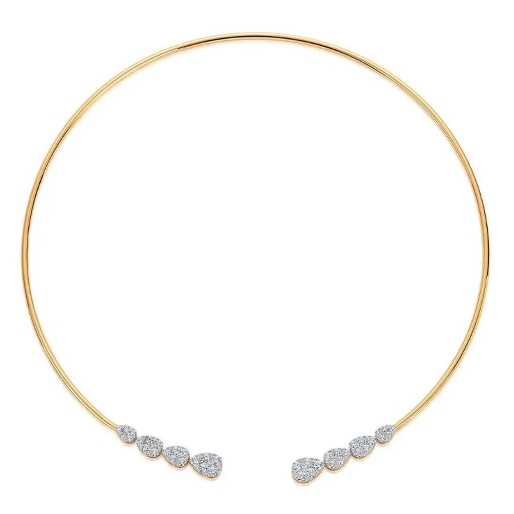 Stonefans Teardrop Rhinestone Open Cuff Collar Choker Necklace Women Fashion Jewelry - Image 2