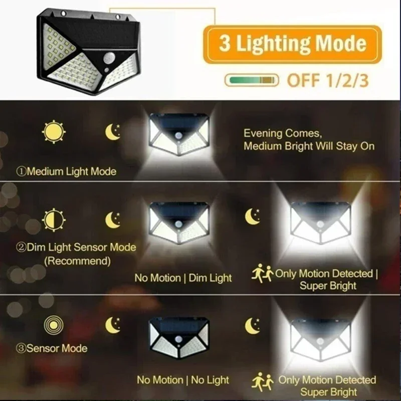 Upgraded Solar Street Light – PIR Motion Sensor Outdoor Lamp for Garden & Courtyard - Image 3