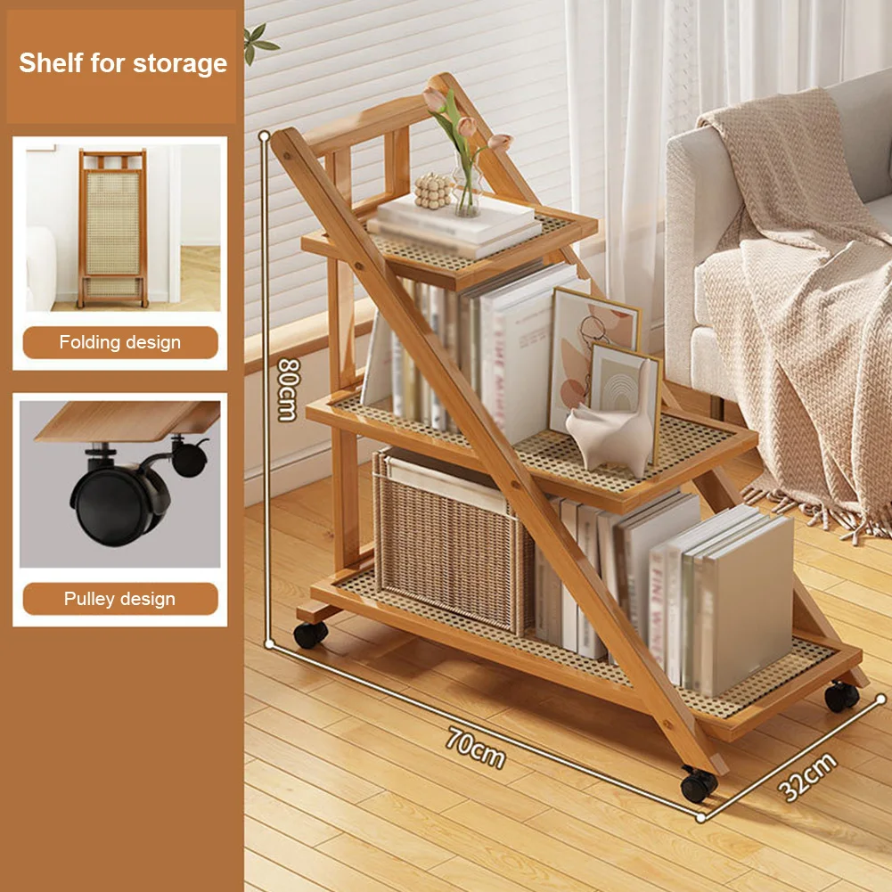 3‑Tier Rolling Coffee Table with Locking Wheels – Compact Storage Cart