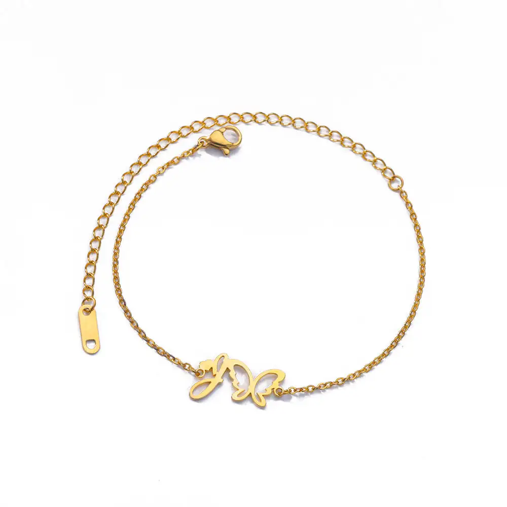 Initial Letter Butterfly Stainless Steel Anklet A-Z Summer Beach Jewelry Gift - Image 8