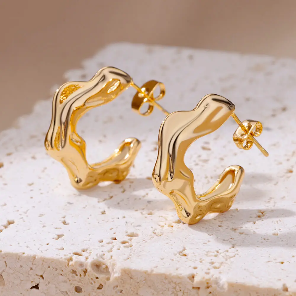 Stainless Steel Gold Hoop & Stud Earrings Set – Women's Aesthetic Jewelry - Image 24
