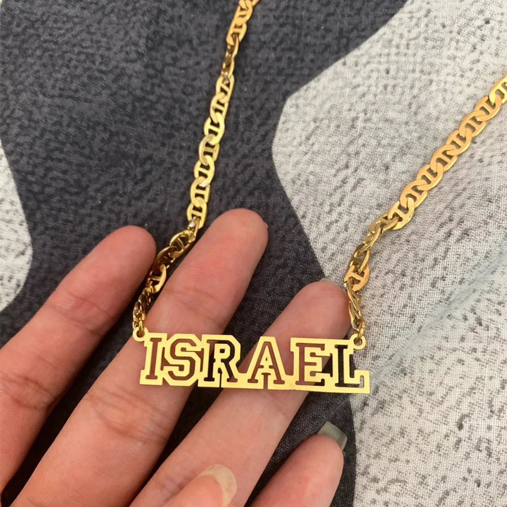 Gold Stainless Steel Personalized Nameplate Necklace – Custom Choker for Men & Women - Image 7