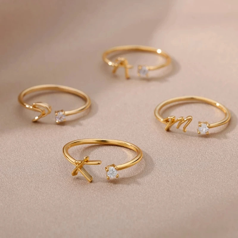 Fashion A-Z Alphabet Stainless Steel Rings Initial Jewelry for Women and Couples Free Shipping