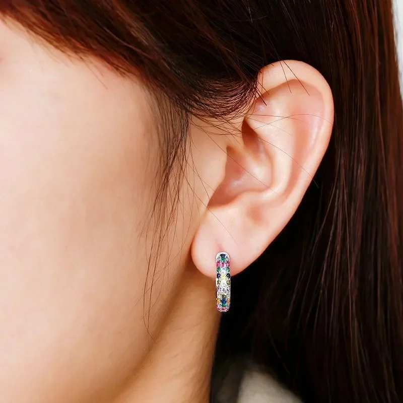 Colorful Crystal Round Earrings – Trendy Fashion Jewelry for Women - Image 4