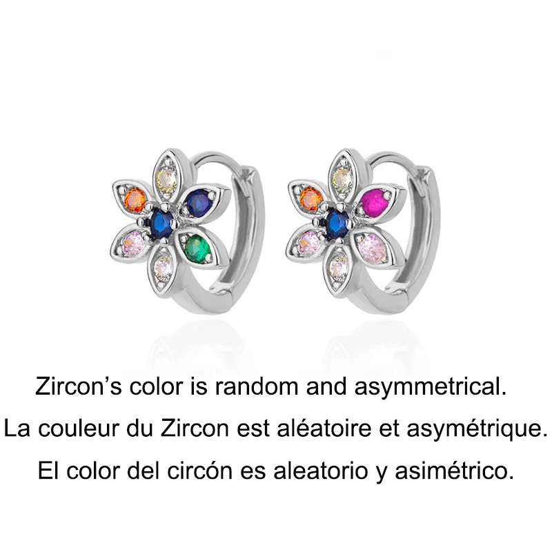 2024 Trending Zircon Colored Flower Hoop Earrings Stainless Steel Luxury Jewelry for Women - Image 26