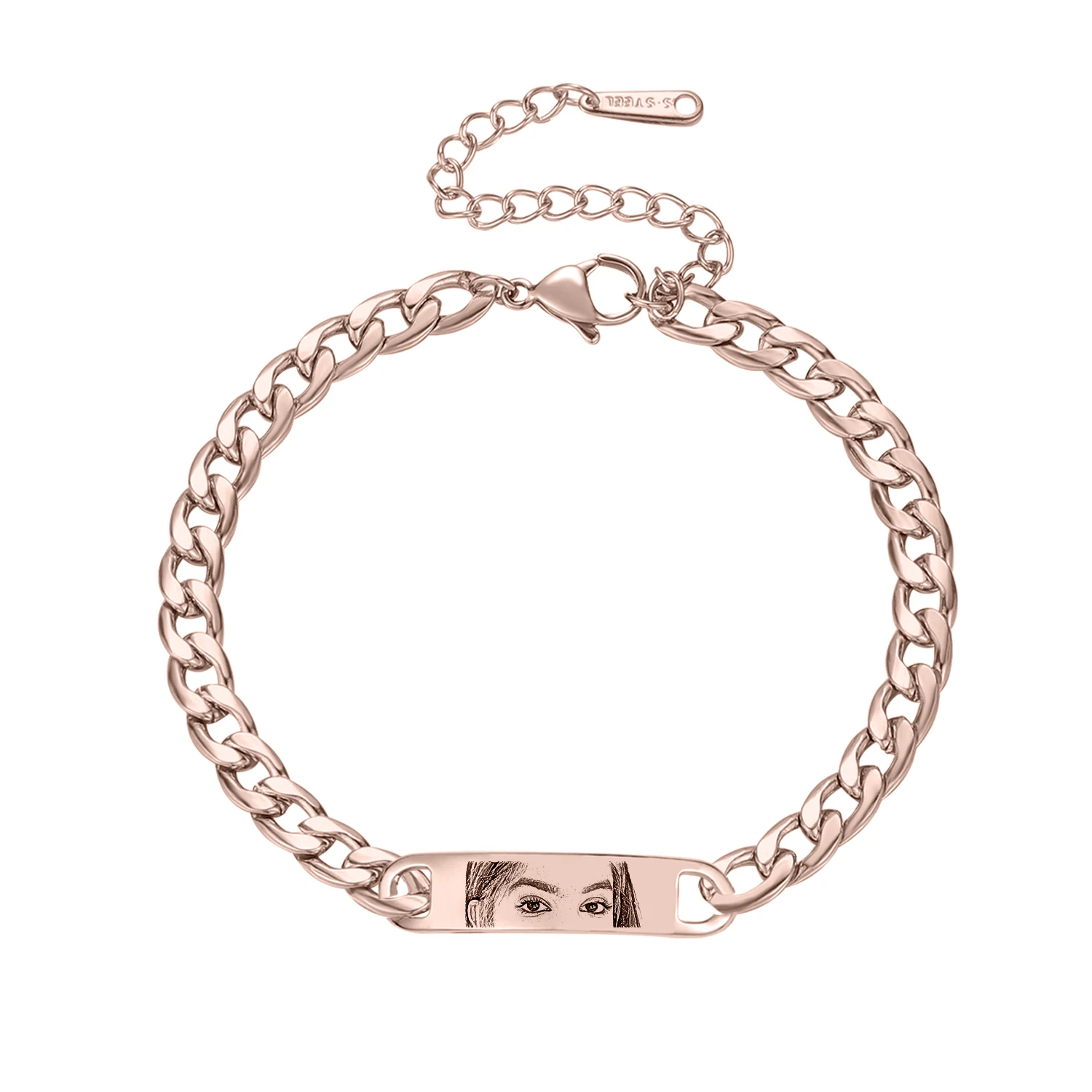 Personalized Eye Photo Bracelet Custom Engraved Drawing Jewelry Couple Pendant Gift - Image 9